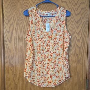 Maurices Orange and White Sleeveless Blouse